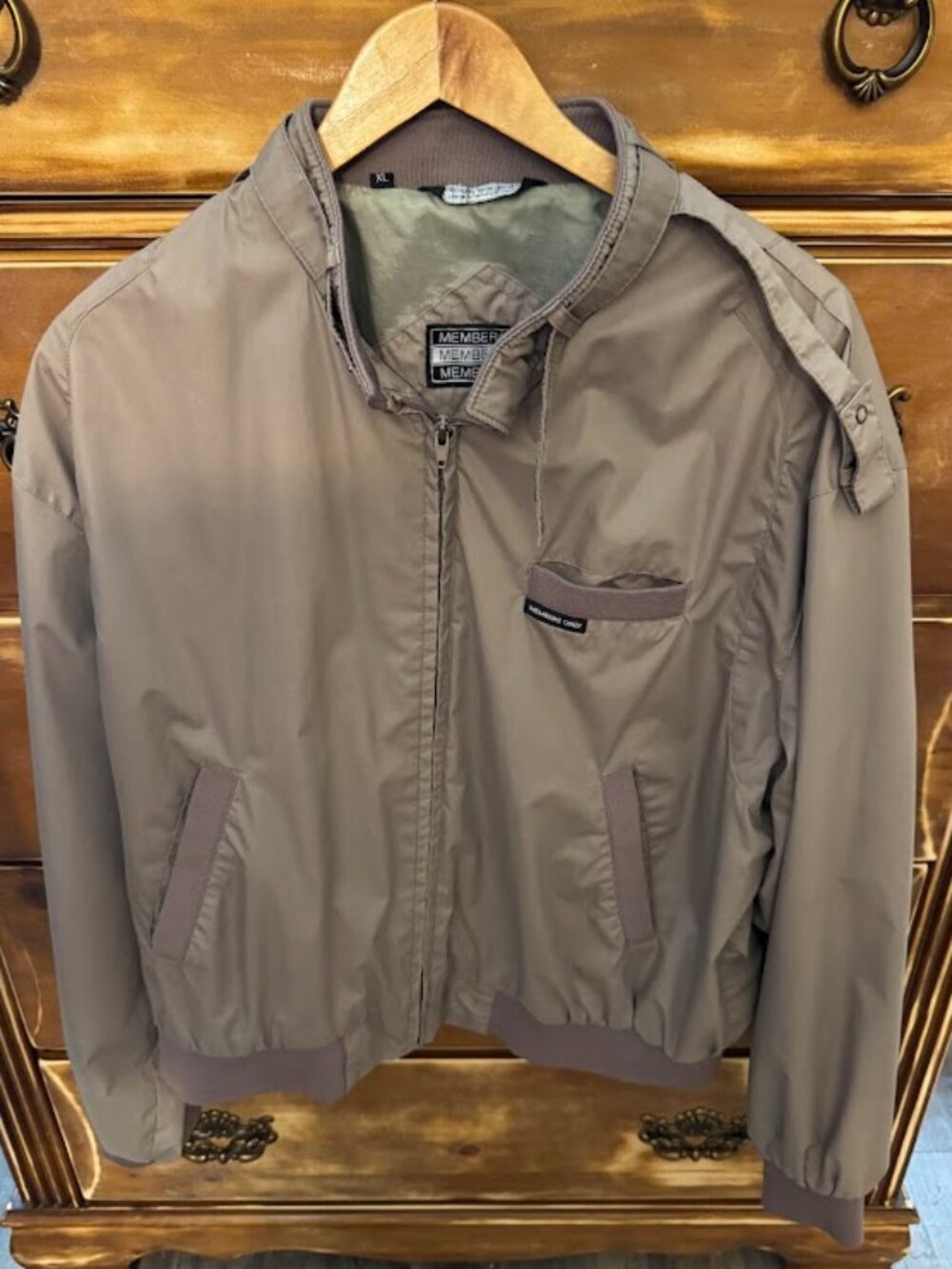 Members Only Men’s Taupe Lightweight Bomber Jacket Zip Front Size XL